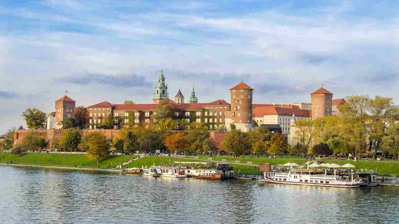 Vista del Castello di Wavel a Cracovia