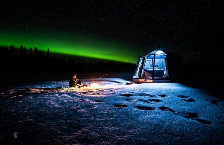 igloo e aurora boreale